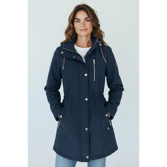 Tommy Hilfiger Jackets & Blazers - Tommy Hilfiger Hooded Cinch Waist Softshell Raincoat XXS